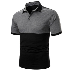 เสื้อยืดโปโลแขนสั้นลำลองสำหรับผู้ชายเสื้อยืดสีบล็อกวินเทจ OEM ออกแบบโลโก้ได้ตามต้องการลายพิมพ์ต่อต้านริ้วรอย - Product Image 1