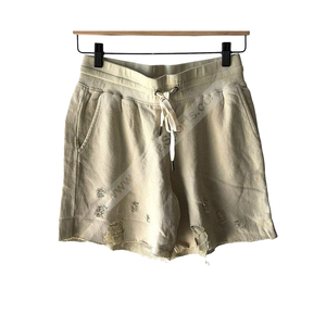 <b>Black</b> Custom Distressed French Terry Cotton <b>Shorts</b> Streetwear Raw Edge Heavyweight Casual Gym <b>Shorts</b> for <b>Men</b> - Product Image 1