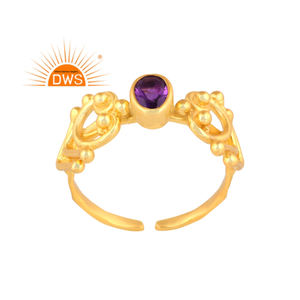 Anillo de piedras preciosas de amatista natural chapado en oro de 18 quilates de plata de ley más vendido, fabricante de joyería fina Demi - Product Image 1