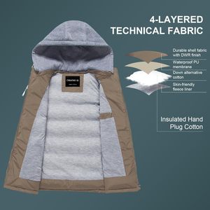 Unisex 100% poliéster cálido chaleco desmontable capucha soporte cuello grueso acolchado Puffer sin mangas prendas de vestir exteriores tela de lona para invierno - Product Image 6