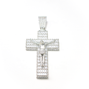 Hip Hop VVS Bling Moissanite Men's Princess Cut Cluster <b>Cross</b> <b>Pendant</b> With 925 Sterling Silver Pass Diamond Tester - Product Image 2