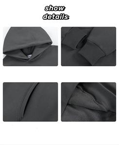 Sudaderas con capucha pesadas lavadas con piedra negra de algodón de lujo bordadas con logotipo personalizado para hombre - Product Image 2