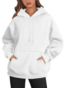 Sudadera con Capucha Informal de Moda para Mujer, Talla Grande, con Logotipo Personalizado OEM, Forro Polar en la Parte Delantera, Color Sólido, Antibolitas, Transpirable, Estilo Vintage de Invierno - Product Image 4