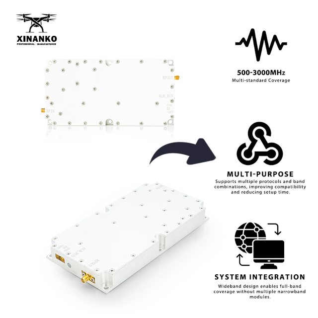 Counter-drone 50W 500-3000MHz Anti-Drone Signal Module Low-Altitude Security Anti-FPV Defence RF Amplifier Signal RF Module
