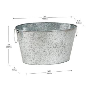 Cubo de hielo para bebidas, bañera enfriadora, resistente, redondo, de hierro galvanizado, plateado, respetuoso con el medio ambiente, uso sostenible para fiestas - Product Image 2