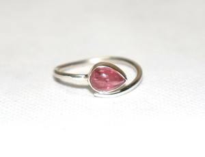 แหวนพลอยทัวมาลีนสีชมพูปรับได้925สเตอร์ลิงเงินแฮนด์เมดแหวนของขวัญสำหรับผู้หญิง - Product Image 4