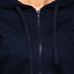 2025 nouveauté bleu marine coton polaire femmes sweats à capuche décontracté Logo personnalisé broderie impression hiver fermeture éclair à capuche manteau - Product Image 4