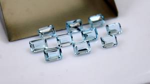 Topacio Azul Cielo Natural de Calidad AAA, Corte Esmeralda Octogonal Facetado, 11x9 mm, Gema Suelta para Fabricación de Joyas, Venta al por Mayor - Product Image 2