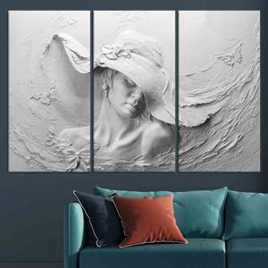 Tableau imprimé sur toile : Décoration murale portrait de femme élégante, lot de 3 toiles - Product Image 1