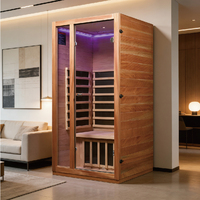 Sauna Eléctrica de Infrarrojos de Bajo EMF, Diseño Moderno, Madera de Hemlock, para Dormitorio, Sala de Estar, Gabinete de Bienestar, Directo de Fábrica, para Apartamento