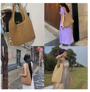 Sac de paille marché français sac à main panier marché français paille sac à main panier personnalisé dames épaule paille main - Product Image 2