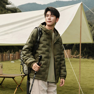 Chaqueta acolchada impermeable con capucha para hombre con cuello levantado y logotipo frontal suave al tacto invierno Puffer - Product Image 4