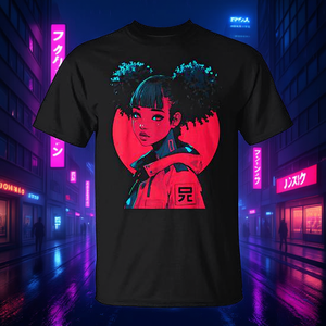 T-Shirt Cyberpunk Giapponese Stile Harajuku, Maglietta Promozionale con Ragazza Anime Manga Waifu - Product Image 3