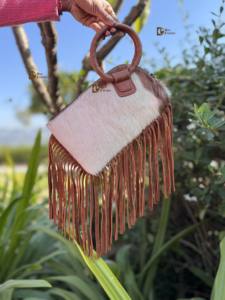 Sac à franges en cuir de vachette à motif nouveau, sac à main de créateur, sac bandoulière, fourrure sur peau, sac bohème pour femmes, sac à main multi-usages - Product Image 3