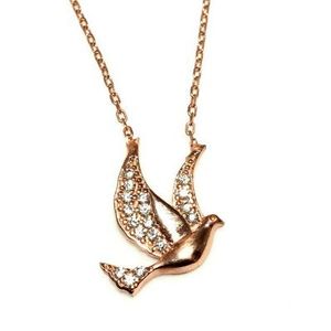 Collier en argent sterling 925 avec pierre blanche en forme d'aile, motif colombe de la paix, cadeau - Product Image 2