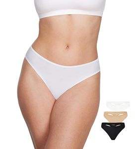 Culotte string sans couture en coton biologique pour femme, respirante, tricotée, ultra-fine, taille basse, couleur unie, douce et légère - Product Image 1