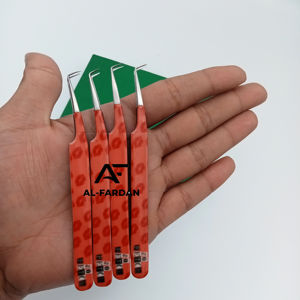 Pince à épiler d'extension de cils enduite de papier entièrement personnalisable Pointe en fibre à 90 degrés Volume durable en acier inoxydable - Product Image 1