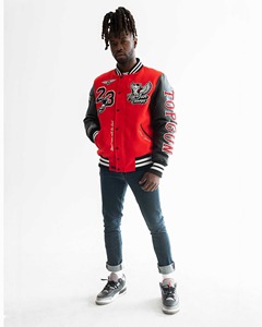 เสื้อเบสบอลปักลาย Chenille สำหรับผู้ชายมหาวิทยาลัยออกแบบได้ตามต้องการสำหรับใส่ไปเรียนที่โรงงานผลิต OEM - Product Image 4