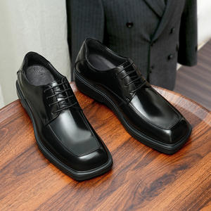 Chaussures en cuir pour hommes, style britannique, tendance, formelles et décontractées, à semelle épaisse, en cuir véritable brillant, pour affaires, mariage et marié, avec talonnette - Product Image 3