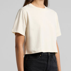 Camiseta corta cuadrada de alta calidad para mujer, camiseta de manga corta con cuello redondo para verano, ropa de calle ecológica para mujer - Product Image 3