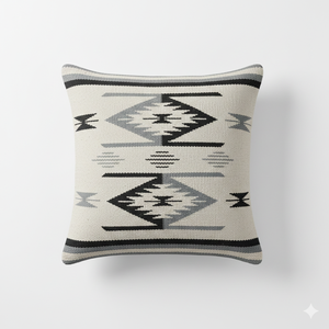 Funda de Cojín Cuadrada de Algodón con Diseño Floral, Cierre de Cremallera, Lavable, en Blanco y Negro, Moderna, para Uso en Hoteles, con Costuras - Product Image 1