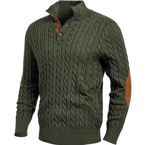 Pull d'hiver personnalisé pour homme à manches longues en coton biologique tricoté avec motif jacquard fourré, séchage rapide, respirant, anti-rétrécissement - Product Image 2