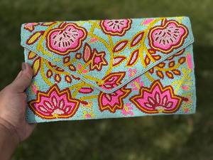 Sac à main en perles de verre multicolores MS Handicraft Sac à main décontracté à poignée Artisanat indien Perles personnalisées faites à la main - Product Image 3