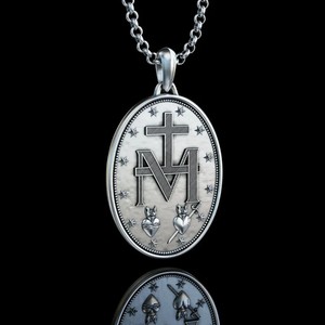 Hochwertiger Stahl-Wundertätiger-Medaillen-Anhänger, Doppelseitige Jungfrau-Maria-Halskette, Katholischer Schmuck aus Titanstahl - Product Image 4