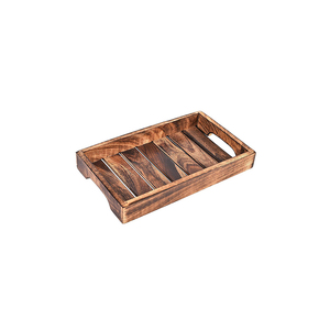 Plateau de service en bois fait main avec poignée pour la cuisine, plateau décoratif résidentiel en bois brut - Product Image 1