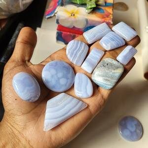 Blue Lace Agate Cabochon Gemstone Lot Fabrication de bijoux Pierre faite à la main, Cabochon d'agate de dentelle bleue en gros, Agate de dentelle naturelle. - Product Image 3