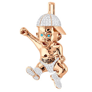 Pendentif personnalisable pour homme en alliage de zinc, strass en cristal certifié IGI VVS, style hip-hop glacé, plaqué or, pour fêtes - Product Image 2