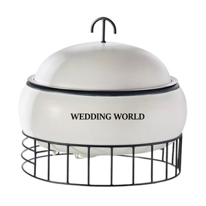 Nouvelle cocotte décorative en métal, design minimaliste rond en acier inoxydable, chauffe-plat fait main, compatible four, pour mariage - Product Image 3