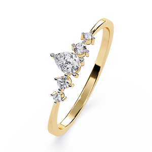 Pear-shaped Natural diamond five-stone cluster setting 18K Solid Gold <b>Stacking</b> <b>Ring</b> Minimalist Engagement Gift <b>Ring</b> - Product Image 2