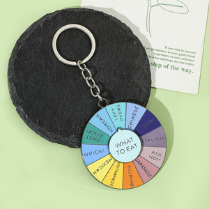 Llavero Circular Creativo con Diseño de Plato Giratorio, Llavero de Metal con Esmalte para Amigos, Colgante para Bolso de Mujer - Product Image 2