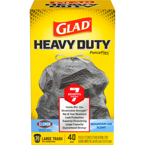 Sacs poubelle en plastique biodégradable Glad ForceFlex Heavy Duty, parfum Mountain Air, capacité 3-6L, 40 unités - Product Image 2