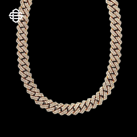 Collar de Cadena Cubana Chapado en Plata de Ley 925 con Diamantes Simulados de Moissanita, Joyería Hip Hop para Raperos, Regalo de Boda para Hombre