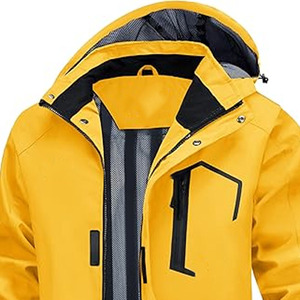 Chaqueta rígida a prueba de lluvia de calidad Unisex, chaqueta impermeable para exteriores con capucha, estilo informal suelto, ropa de senderismo de alto rendimiento - Product Image 2