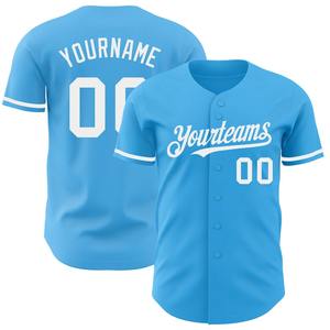 Jersey de béisbol auténtico blanco azul cielo personalizado de la industria deportiva de Pakistán - Product Image 1