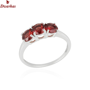 Luxury Exquisite Elegant 925 Sterling <b>Silver</b> <b>Garnet</b> Three Gemstone <b>Ring</b> Classic Style Fine Jewelry for Women for Parties - Product Image 1
