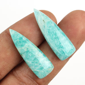 แอมะซอไนต์สีเขียวธรรมชาติ10X30มม. ทรงแบน Cabochon ยาวล้านล้านล้านเครื่องประดับปรับเทียบทำอัญมณีหลวม - Product Image 5