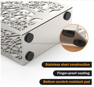 <b>Tree</b> Bird Design Metal Tissue Organizer Iron <b>Tabletop</b> Paper Napkin Stand for Home Kitchen Restaurant Picnic Party Silver - Product Image 4