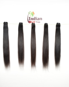 Extensiones de Cabello Humano Indio Virgen Natural sin Procesar, Color Castaño Natural, Mechones Lisos, Trama Doble a Máquina, Cutícula Alineada - Product Image 4