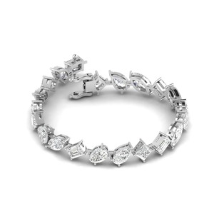 IGI Certified Multi-Shape Diamond Tennis Bracelet in Solid 925 Sterling Silver - Product Image 2