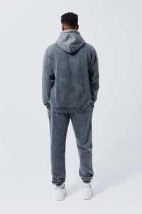 Conjunto personalizado de sudaderas con capucha y pantalones de chándal para hombre, conjunto de chándal de lana con tecnología de lavado ácido, conjunto de pantalones de chándal acampanados y Sudadera con capucha - Product Image 3