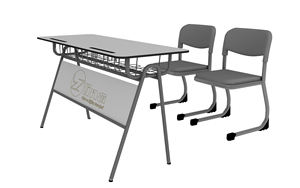 ALINA-Bureau d'étudiant double moderne, pièces métalliques durables, plateau en bois compact, écologique, ergonomique, haute qualité, atelier scolaire - Product Image 2