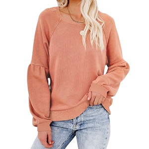 Sudaderas transpirables de manga larga para mujer Algodón suave 100% hecho sudaderas elegantes sudaderas sólidas para mujer - Product Image 1