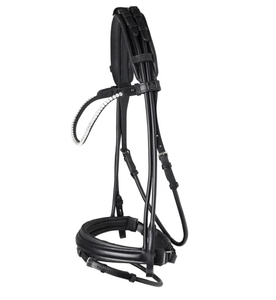 SHEMAX 2024 TOP QUALITÉ VENTE CHAUDE PERSONNALISÉE EN GROS OEM FABRIQUÉ AU PAKISTAN CHEVAL ROLLED BRIDLE NOIR - Product Image 3