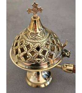 Quemador de incienso de latón de diseñador exclusivo para decoración del hogar y quemador de incienso de latón pulido dorado de aromaterapia - Product Image 1