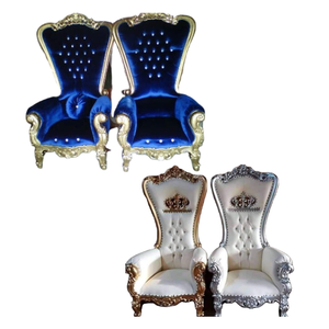 Prix de gros Blanc meubles élégants chaise de trône à dossier haut chaise de trône de luxe couleur argent Costumiz produit - Product Image 3