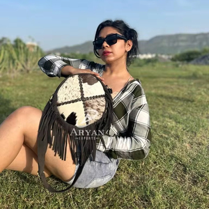 Nouveau Style occidental peau de vache fourrure sac à bandoulière sac à main Collection élégante de frange bandoulière épaule sacs ronds femmes - Product Image 1